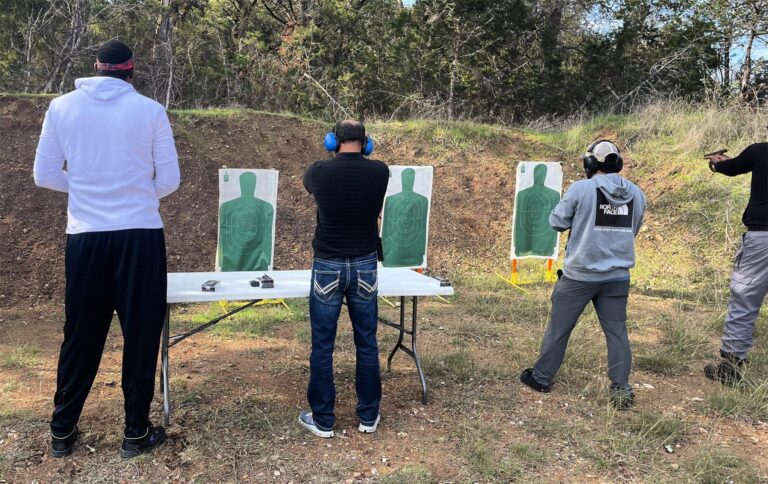 Group range training session on silhouette targets