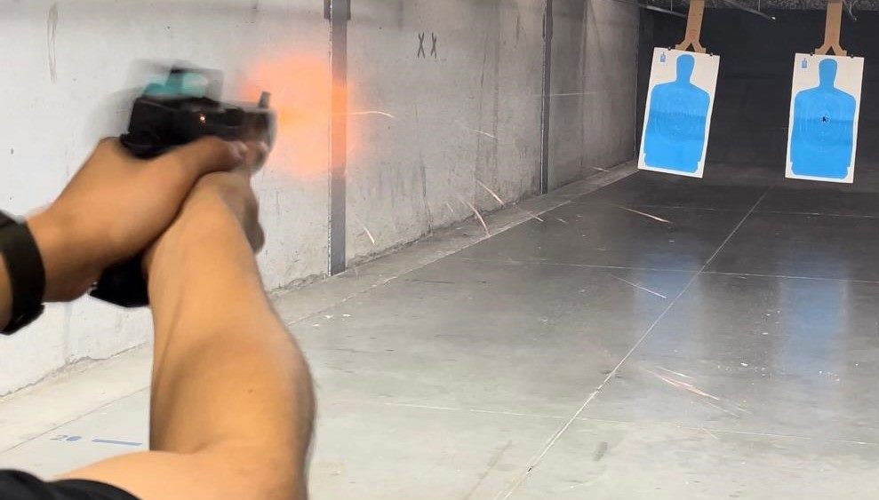 Muzzle flash captured during live-fire training